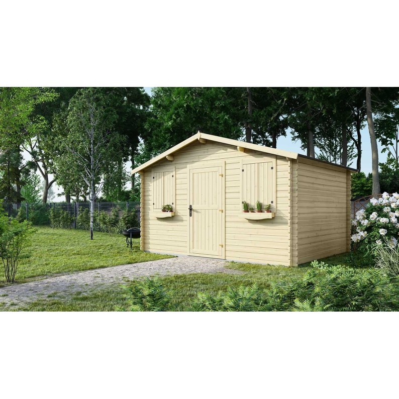 Tuinhuis Salzburg 400x300 cm | Enkele deur dicht | Onbehandeld