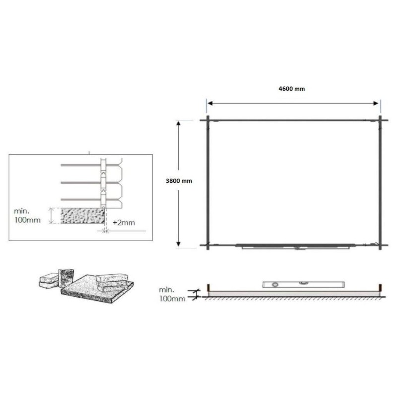 Houten tuinhuis 19.2 m² - 4.8x4 m - 40 mm
