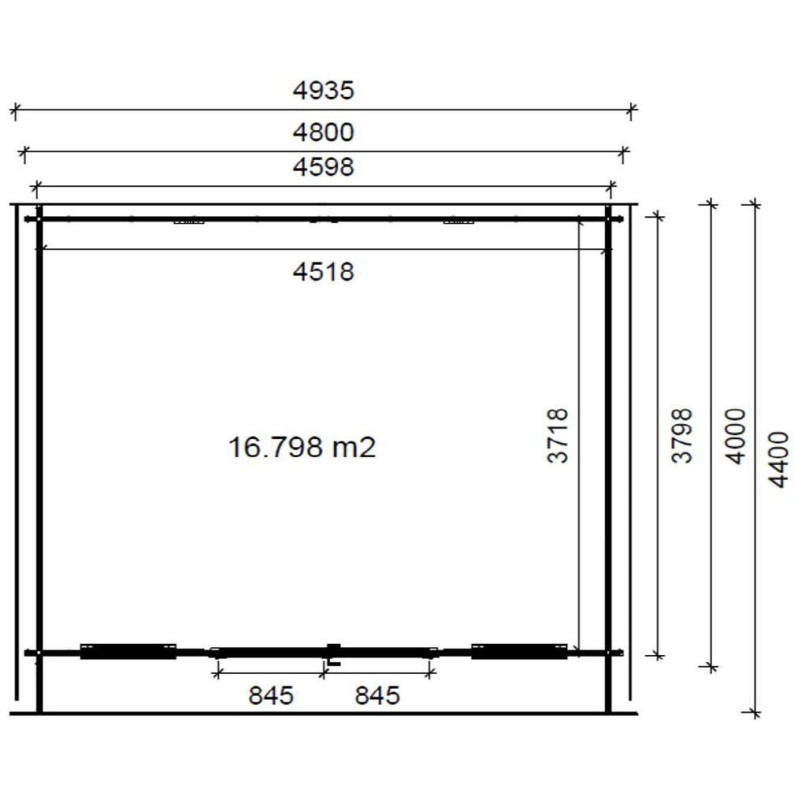 Houten tuinhuis 19.2 m² - 4.8x4 m - 40 mm