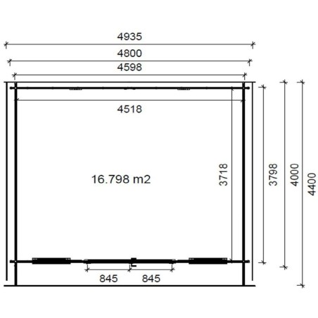 Houten tuinhuis 19.2 m² - 4.8x4 m - 40 mm