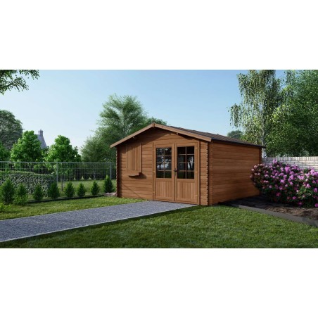 Tuinhuis Wenen 400x400 cm | Bruin geïmpregneerd | Dubbele deur