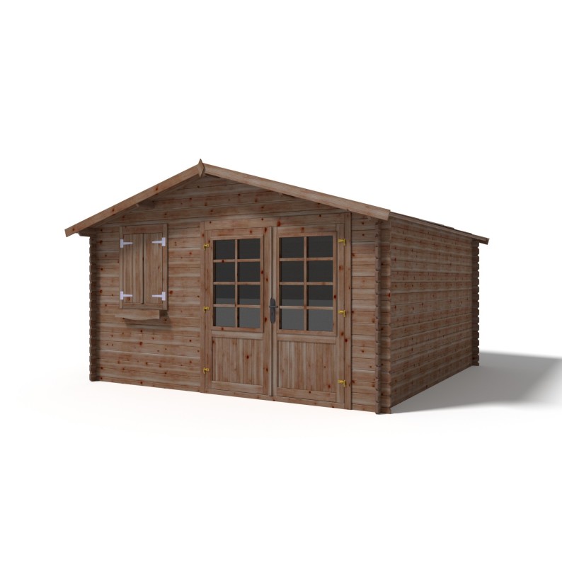 Tuinhuis Wenen 400x400 cm | Bruin geïmpregneerd | Dubbele deur
