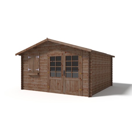 Tuinhuis Wenen 400x400 cm | Bruin geïmpregneerd | Dubbele deur