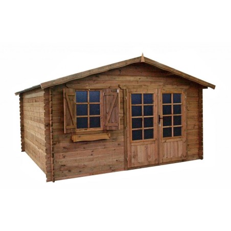 Tuinhuis Wenen 400x400 cm | Bruin geïmpregneerd | Dubbele deur