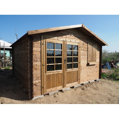 Tuinhuis Wenen 400x400 cm | Bruin geïmpregneerd | Dubbele deur