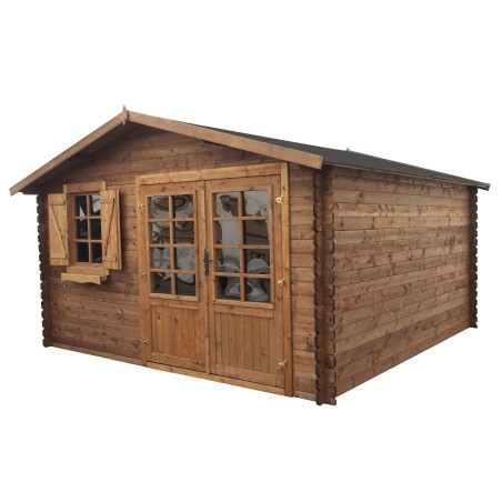 Tuinhuis Wenen 400x400 cm | Bruin geïmpregneerd | Dubbele deur