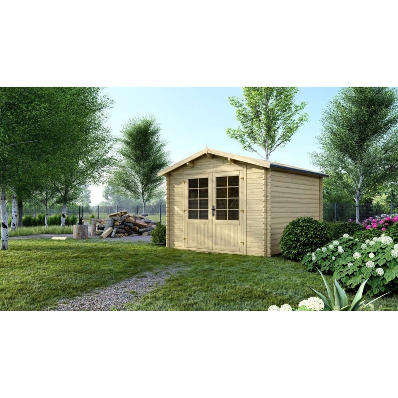 Tuinhuis Bremen 300x300 cm | Dubbele deur | Onbehandeld