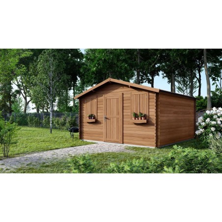 Tuinhuis Wenen 400x400 cm | Bruin geïmpregneerd | Enkele deur