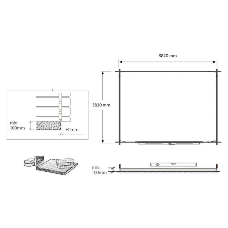 Tuinhuis Wenen 400x400 cm | Bruin geïmpregneerd | Enkele deur