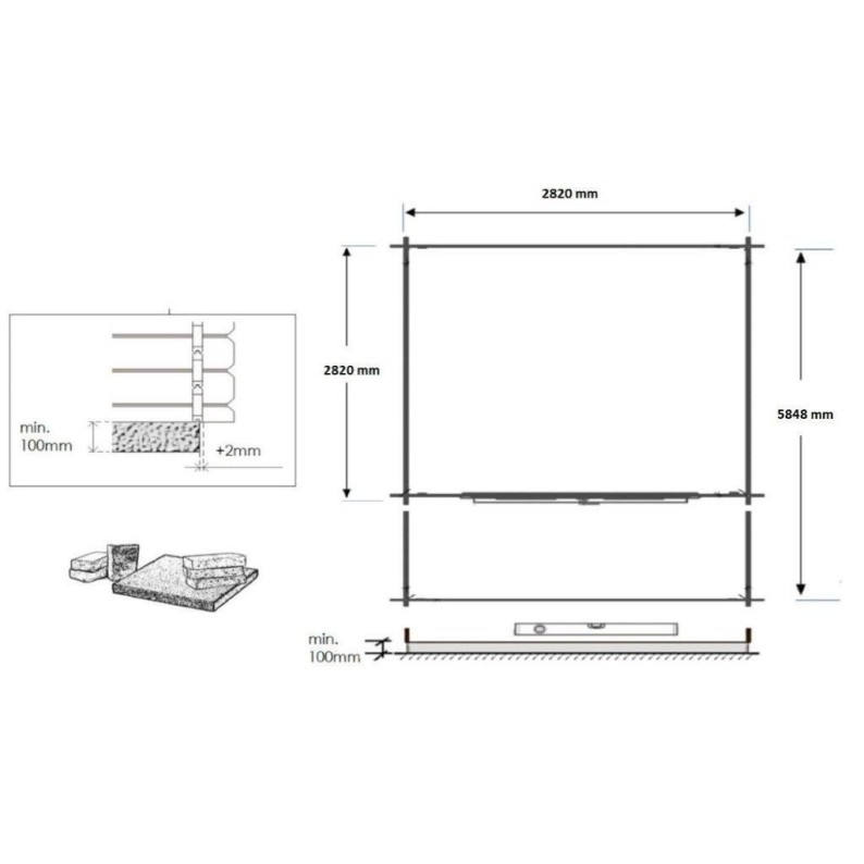 Houten tuinhuis - 3x3 m - 18 m² met terras