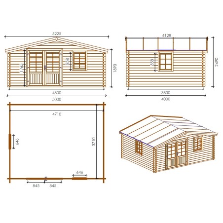 Houten tuinhuis 20 m² - 5x4 m - 45 mm - Geïmpregneerd