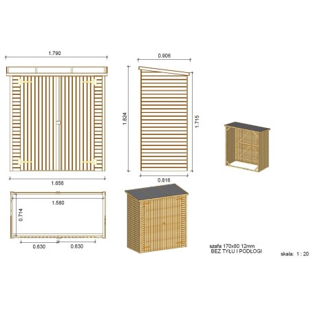 Tuingereedschapskast 1.66x0.82 m H.1.86