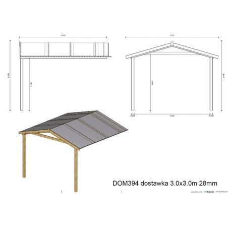 Houten tuinhuis - 3x3 m - 18 m² met terras - Geïmpregneerd