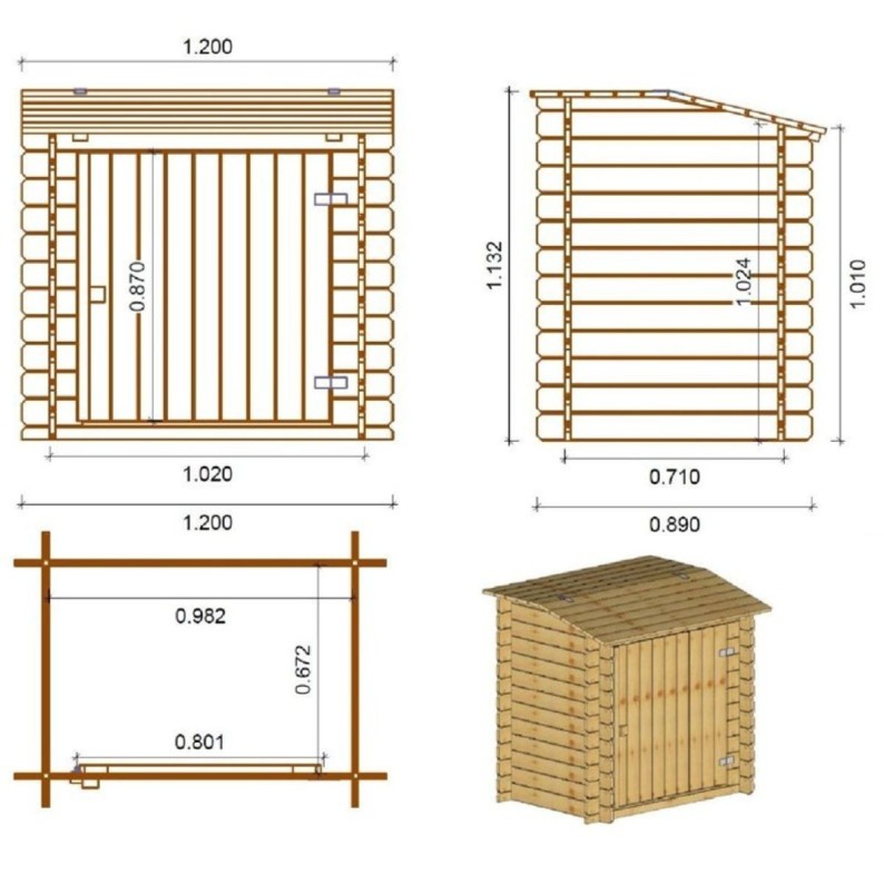 Tuinkast voor zwembadapparatuur 1.2x0.89 m H.1.13 m - Geïmpregneerd