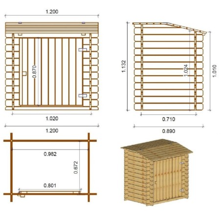 Tuinkast voor zwembadapparatuur 1.2x0.89 m H.1.13 m - Geïmpregneerd