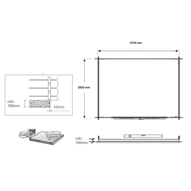 Houten tuinhuis 11.7 m² - 3.9x3 m - 34 mm