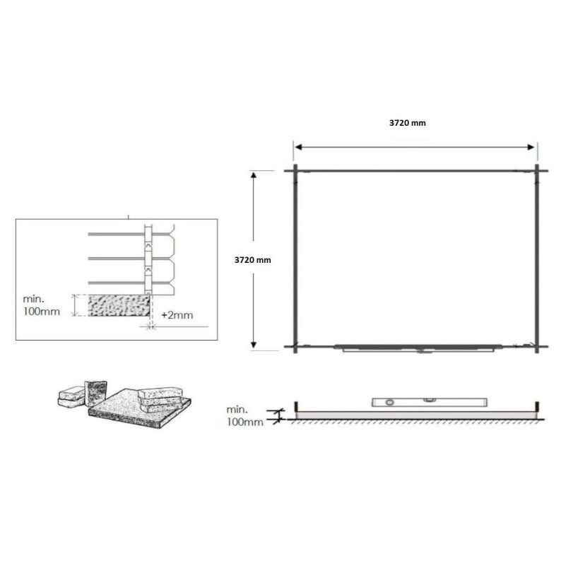 Houten tuinhuis 15.2 m² - 3.9x3.9 m - 34 mm - Geïmpregneerd