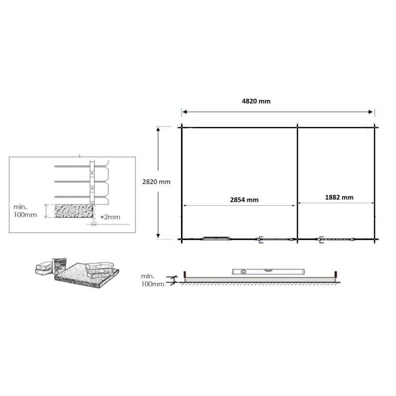 Houten tuinhuis 15 m² - 5x3 m - 28 mm