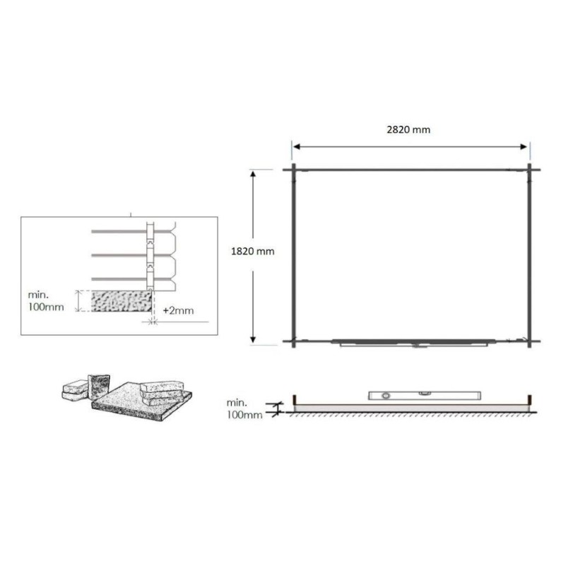 Houten tuinhuis 6 m² - 3x2 m - 28 mm