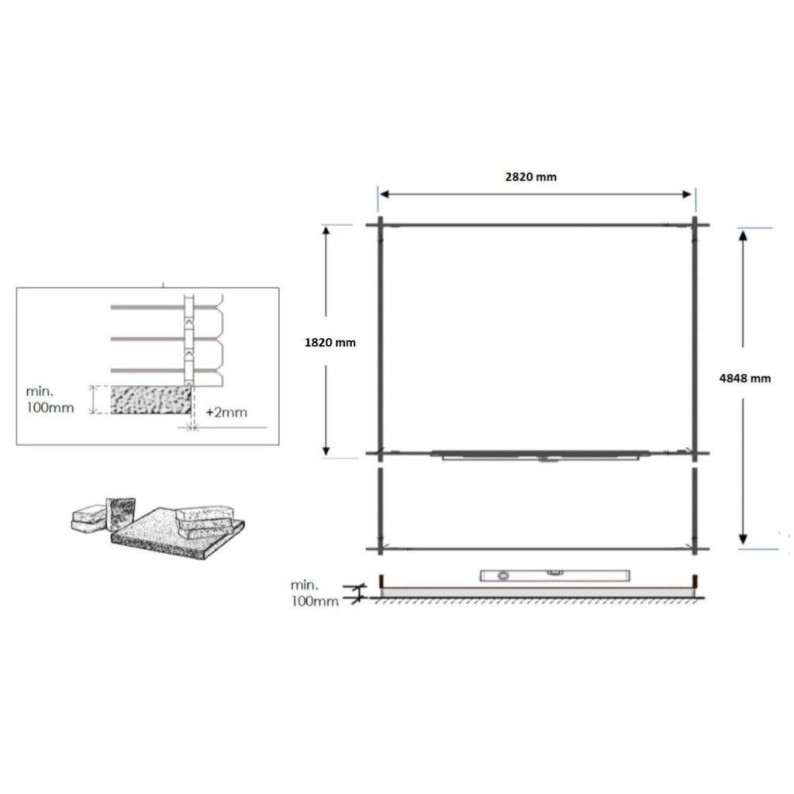 Houten tuinhuis - 3x2 m - 15 m² met terras