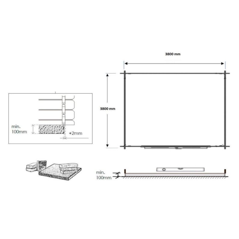 Tuinhuis Munster 400x400 cm| 40mm | Onbehandeld