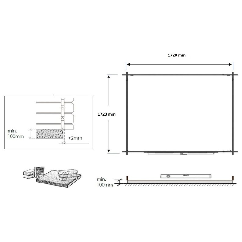 Houten tuinhuis 3.61 m² - 1.9x1.9 m - 28 mm