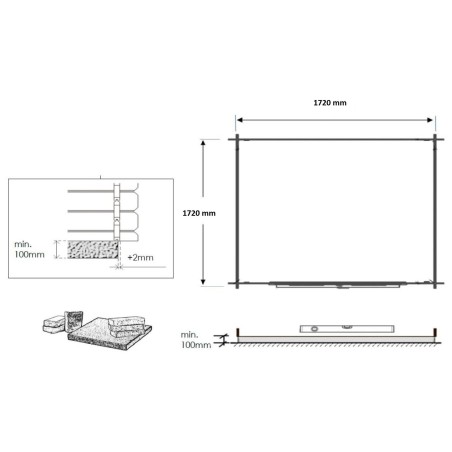 Houten tuinhuis 3.61 m² - 1.9x1.9 m - 28 mm