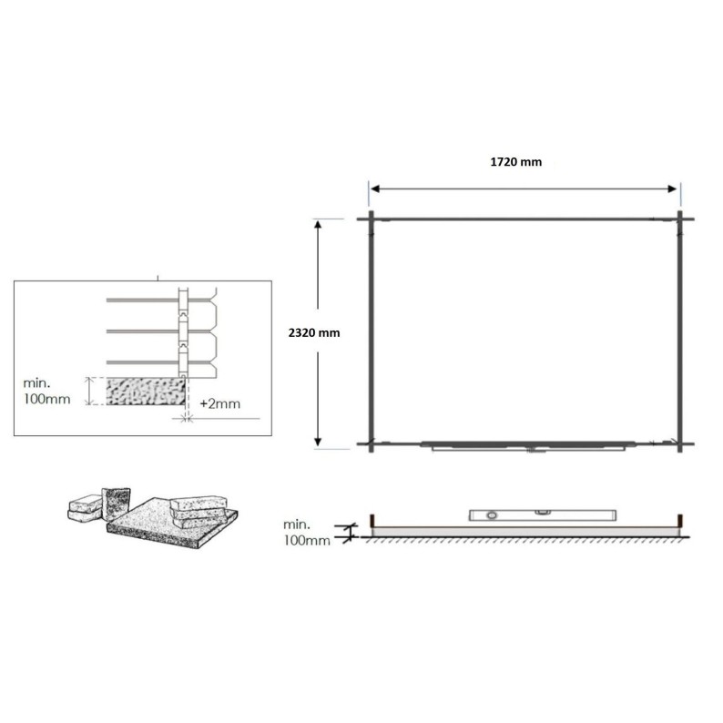 Houten tuinhuis 4.75 m² - 1.9x2.5 m - 28 mm