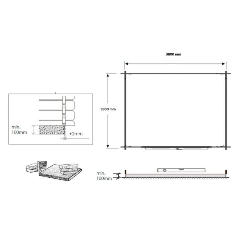 Tuinhuis Bonn 400 x 400 cm | 40mm | Onbehandeld