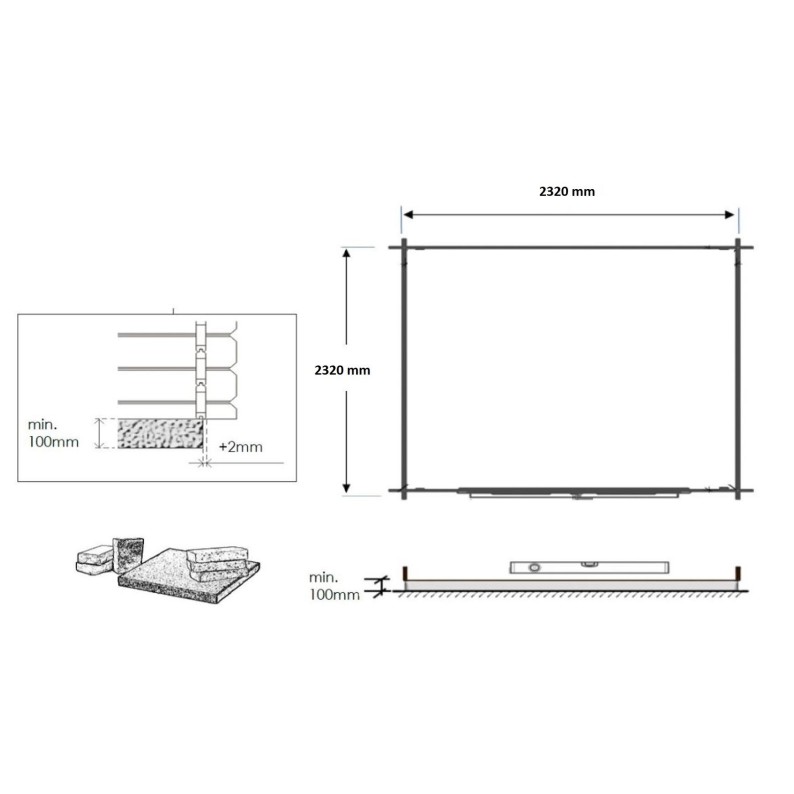 Houten tuinhuis 6.25 m² - 2.5x2.5 m - 28 mm