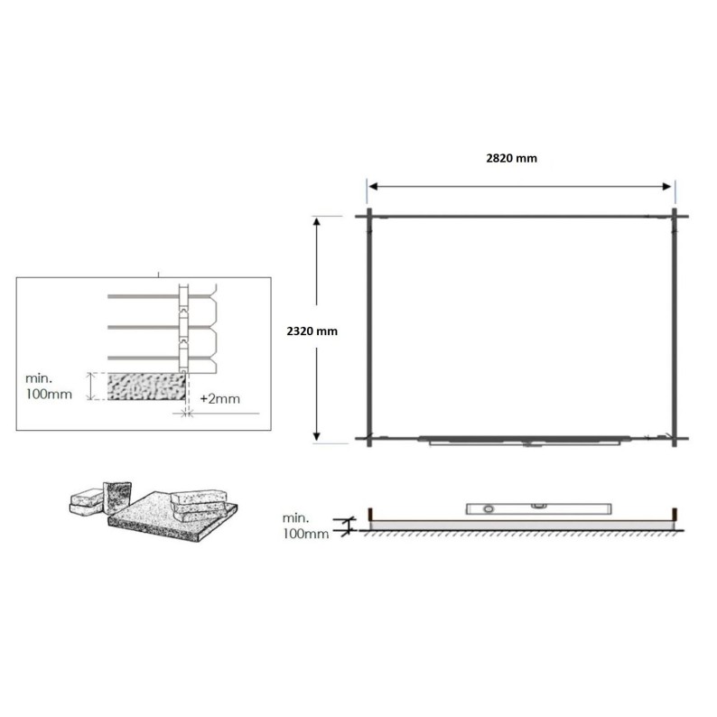 Tuinhuis Wolfsburg 300x250 cm | 28mm | Onbehandeld