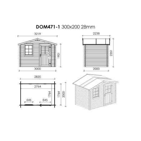 Houten tuinhuis - 3x2 m - 15 m² met terras