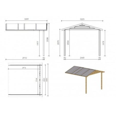 Houten tuinhuis - 3x2 m - 15 m² met terras