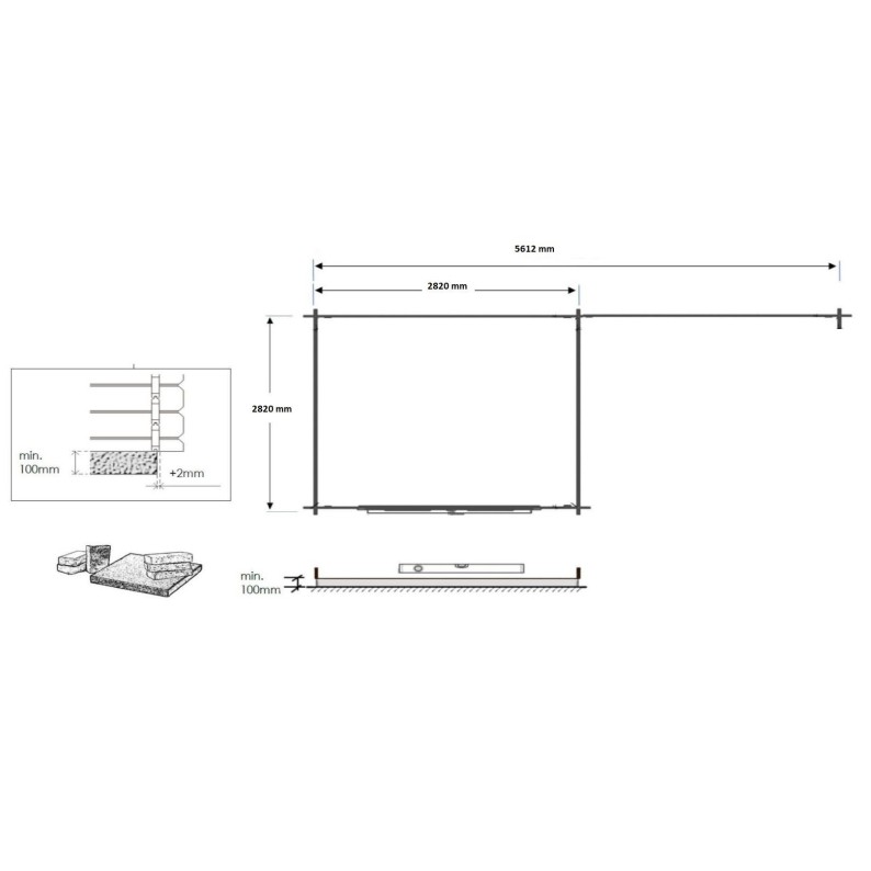 Houten tuinhuis 17.4 m² - 5.79x3 m - 28 mm