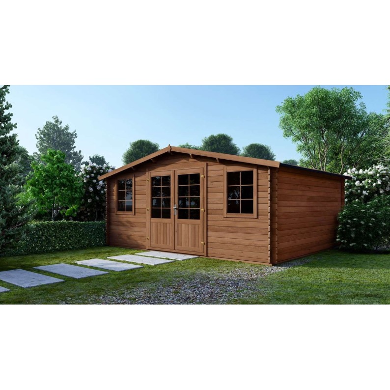 Houten tuinhuis 34.8 m² - 5.9x5.9 m - 45 mm - Geïmpregneerd