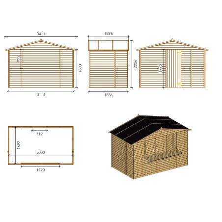 Kiosk, kraam, handelshuis 5.72 m² – 3.11x1.84 m – 19 mm