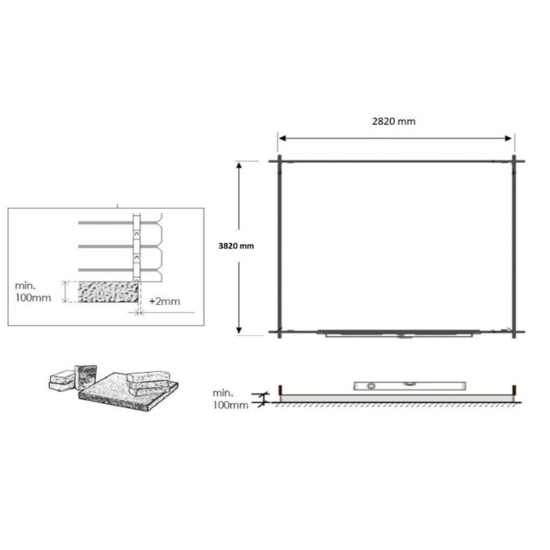 Houten tuinhuis 12 m² - 3x4 m - 28 mm