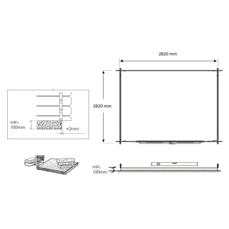 Tuinhuis Stuttgard 300x300 cm | 28mm | Onbehandeld