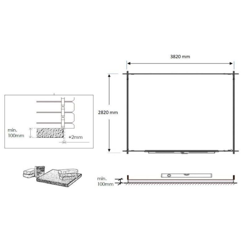 Houten tuinhuis 12 m² - 4x3 m - 28 mm