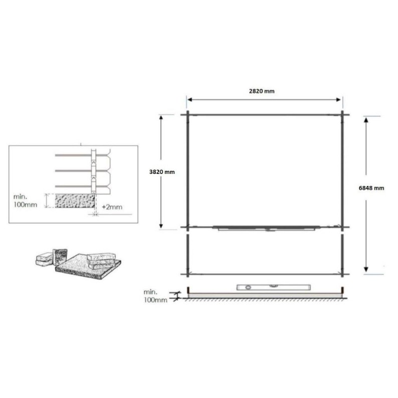 Houten tuinhuis - 3x4 m - 21 m² met terras