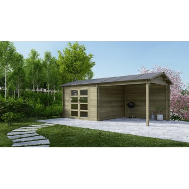 Houten tuinhuis 17.4 m² - 5.79x3 m - 28 mm - Geïmpregneerd