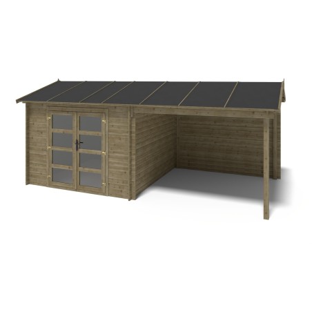 Houten tuinhuis 17.4 m² - 5.79x3 m - 28 mm - Geïmpregneerd