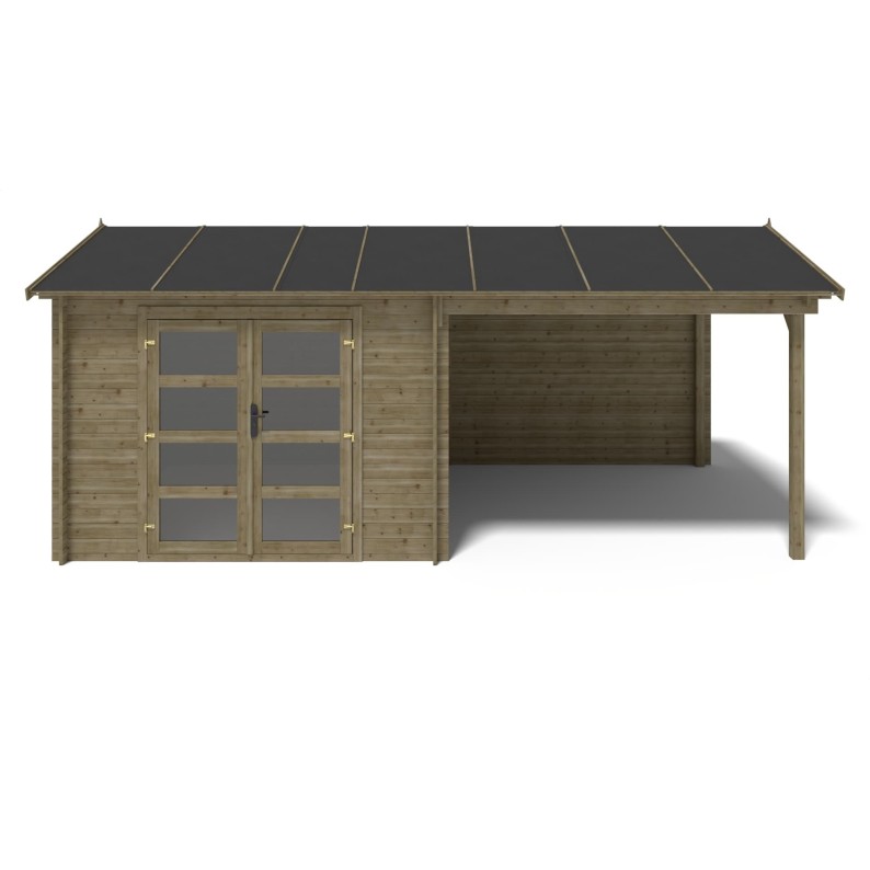 Houten tuinhuis 17.4 m² - 5.79x3 m - 28 mm - Geïmpregneerd