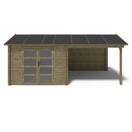 Houten tuinhuis 17.4 m² - 5.79x3 m - 28 mm - Geïmpregneerd