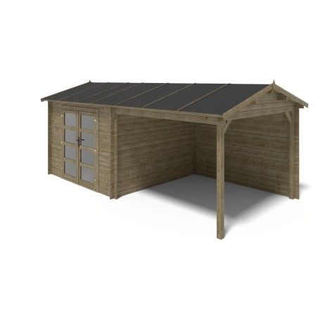 Houten tuinhuis 17.4 m² - 5.79x3 m - 28 mm - Geïmpregneerd