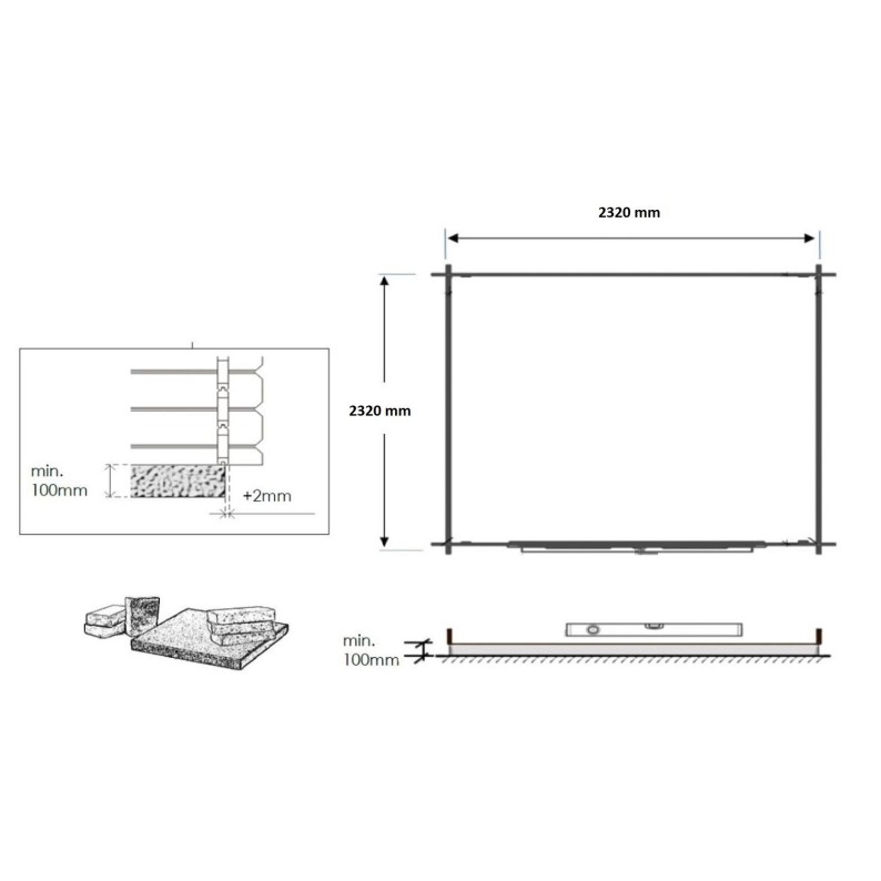 Houten tuinhuis 6.25 m² - 2.5x2.5 m - 28 mm - Geïmpregneerd