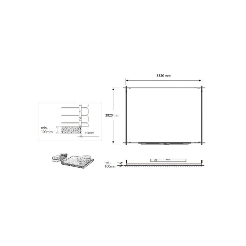 Houten tuinhuis 12 m² - 4x3 m - 28 mm - Geïmpregneerd