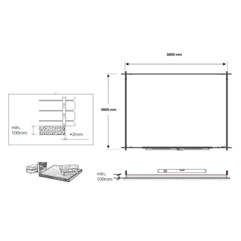 Houten tuinhuis 16 m² - 4x4 m - 40 mm - Geïmpregneerd