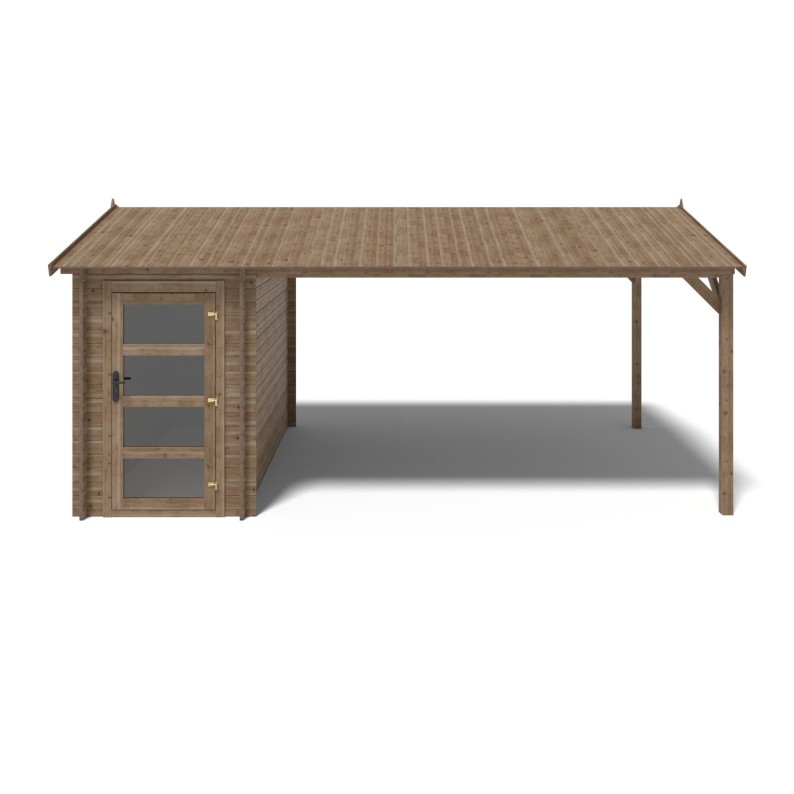 Houten tuinhuis – 1.5x3 m met aanbouw 1.5x2.76 m - 15.56 m² – Geïmpregneerd