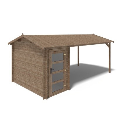 Houten tuinhuis – 1.5x3 m met aanbouw 1.5x2.76 m - 15.56 m² – Geïmpregneerd